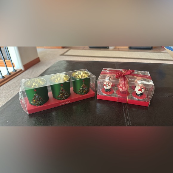 Snowmen tealight candles & Christmas tree candle holders - Picture 1 of 3